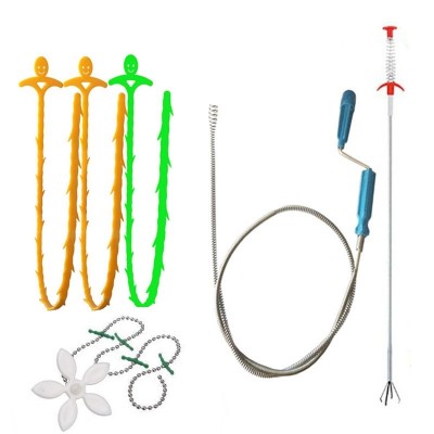 Kitchen Pipe Dredge Hook Sewer Toilet Anti  Blocking Sink Dredge Kit  Style  6 PCS Set  1 5M