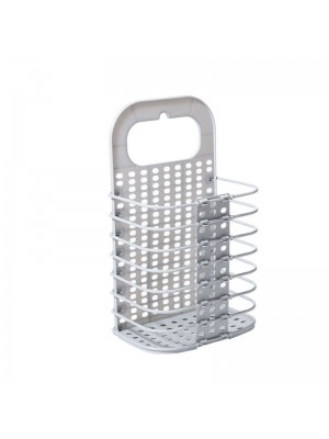 Household Bathroom Wall  Mounted Perforation  Free Folding Dirty Clothes Basket Toy Storage Basket  Grey