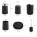 6 In 1 Plastic Bathroom Toiletries Set Plating Lid Trash Can Toothbrush Cup Soap Box Set  Black