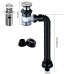 Household Deodorant Washbasin Water Pipe  Style  A Black Flap With Basket and Overflow