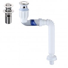 Household Deodorant Washbasin Water Pipe  Style  B White Flap With Basket and Overflow