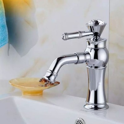 All Bronze Bathroom Basin Hot And Cold Water Faucet  Style  Electroplated Short Model Water Inlet Pipe